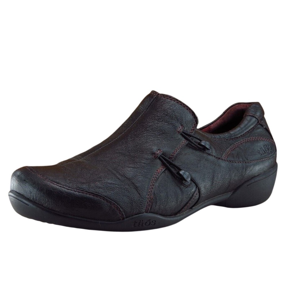 Taos Size 10 Slide Black Leather Medium (B,‎ M) Bungie Jump Slip On Women